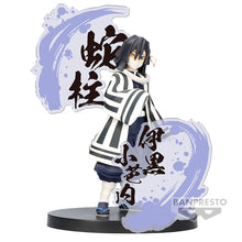Load image into Gallery viewer, Free UK Royal Mail Tracked 24hr delivery
Stunning statue of Obanai Iguro from the popular anime series Demon Slayer. This fabulous figure is launched by Bapresto as part of their latest Kimetsu no Yaiba EX collection.
This figure is created beautifully, showing Obanai posing stunningly in his hashira uniform, with his serpent around his neck, and his Serpent breathing symbol around the stand.