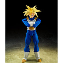 Load image into Gallery viewer, Free UK Royal Mail Tracked 24hr Delivery Spectacular articulated statue of Super Saiyan Trunks from the the legendary anime Dragon Ball Z. This premium figure is launched by Tamashii Nations as part of their new SHFiguarts collection - Infinite Latent Super Power version. The set comes with three facial expressions, premium articulated figure of Super Saiyan Trunks, and extra pair of hands to recreate different fighting postures.