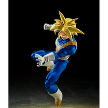 Load image into Gallery viewer, Free UK Royal Mail Tracked 24hr Delivery Spectacular articulated statue of Super Saiyan Trunks from the the legendary anime Dragon Ball Z. This premium figure is launched by Tamashii Nations as part of their new SHFiguarts collection - Infinite Latent Super Power version. The set comes with three facial expressions, premium articulated figure of Super Saiyan Trunks, and extra pair of hands to recreate different fighting postures.