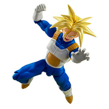 Load image into Gallery viewer, Free UK Royal Mail Tracked 24hr Delivery Spectacular articulated statue of Super Saiyan Trunks from the the legendary anime Dragon Ball Z. This premium figure is launched by Tamashii Nations as part of their new SHFiguarts collection - Infinite Latent Super Power version. The set comes with three facial expressions, premium articulated figure of Super Saiyan Trunks, and extra pair of hands to recreate different fighting postures.