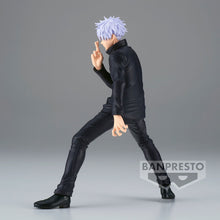 Load image into Gallery viewer, Free UK Royal Mail Tracked 24hr delivery    Cool statue of Satoru Gojo from the popular anime series Jujutsu Kaisen. This figure is launched by Banpresto as part of their latest Jufutsunowaza collection.   The creator did a fantastic job creating this piece, showing Satoru Gojo posing in his uniform, ready to perform his curse technique. - Truly stunning !   This PVC statue stands at 16cm tall, and packaged in a gift/collectible box from Bandai.  Official brand: Banpresto / Bandai
