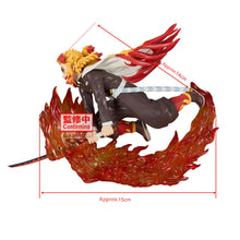 Load image into Gallery viewer, Free UK Royal Mail Tracked 24hr delivery  
Striking statue of Kyōjurō Rengoku from the popular anime series Demon Slayer. This Fiery statue is launched by Banpresto as part of their latest Vibration Stars Collection. 
The creator did a fantastic job with this piece, showing Rengoku posing in battle, performing his flame breathing technique, and striking with his flame hashira sword. Captured in motion perfectly. 
This PVC statue stands at 14cm tall, and packaged in a gift/collectible box from Bandai.
