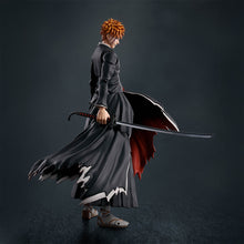 Load image into Gallery viewer, Free UK Royal Mail Tracked 24hr delivery 
Spectacular articulated premium figure set of Ichigo Kurosaki (Final Zanpakutō technique - Moon Fang Heaven-Piercer) from the popular anime series Bleach. This figure set is launched by Tamashii Nations as part of their SH Figuart collection.
The set include the premium articulated figure of Ichigo Kurosaki (Final Bankai form), 3 facial plates (include his hollowfield form), additional 3 pairs of hands,  sword (Zangetsu), and includes effect parts for Getsuga Tens