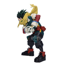 Load image into Gallery viewer, Free UK Royal Mail Tracked 24hr delivery
Stunning statue of Izuku Midoriya from the popular anime series My Hero Academia. This amazing figure is launched by Banpresto as part of their latest Maximatic collection.  
This statue is sculpted in immense detail, showing Izuku Midoriya (known as Deku) posing in his hero battle uniform, and wearing his vigilante scarf (Gran Torino's cloak). -Stunning! 
This PVC statue stands at 18cm tall, and packaged in a gift/collectible box from Bandai.
Official brand: Ban