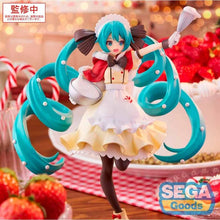 Load image into Gallery viewer, Christmas Comes to Life with Hatsune Miku
Celebrate the festive season with Hatsune Miku in this wonderfully cheerful Christmas 2025 Luminasta Figure by SEGA.
This seasonal version of the world-famous virtual singer gives Miku a charming Christmas makeover, featuring a beautifully detailed festive outfit with warm cream, red and brown tones. Her unmistakable turquoise twin-tails sweep dramatically around the figure, decorated with white accents that add even more character to the Christmas design.
Miku is