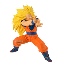 Load image into Gallery viewer, Free UK Royal Mail Tracked 24hr delivery
Striking statue of Son Goku in his Super Saiyan 3 mode, from the legendary anime Dragon Ball Z. This spectacular statue of Son Goku is launched by Banpresto as part of their latest Match Makers collection.
This figure is created in amazing fashion, showing Son Goku posing in battle in his Super Saiyan 3 mode, and ready to unleash his signature attack. -Stunning!
This PVC statue stands at 16cm tall, comes with a stand, and packaged in a gift / collectible box fr
