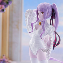 Load image into Gallery viewer, Elegance Meets Darkness with Shalltear
Add the captivating Shalltear Bloodfallen to your collection with this officially licensed Overlord Glitter & Glamours Wedding Ver. Figure by Banpresto / Bandai Spirits.
Shalltear is beautifully recreated in an elegant white wedding-inspired outfit, offering a striking contrast to her normally dark and formidable appearance. Her flowing lavender hair, distinctive red eyes and delicate outfit detailing have been carefully sculpted to capture her unmistakable character.