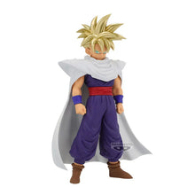 Load image into Gallery viewer, The Power of a Saiyan. The Legacy of Piccolo.
Celebrate the extraordinary power and determination of Son Gohan with this impressive Blood of Saiyans Figure from Banpresto and Bandai Spirits, inspired by the legendary anime series Dragon Ball Z.
Standing approximately 16cm tall, this officially licensed collectible captures Gohan in his iconic golden-haired Super Saiyan transformation, wearing the distinctive purple Demon Clan outfit and flowing white cape associated with his mentor, Piccolo.
With his pier
