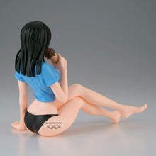 Load image into Gallery viewer, A Sweet Summer Escape with Nico Robin
Bring a touch of summer relaxation to your anime collection with this charming Nico Robin Glitter & Glamours Summer Style Figure from Banpresto / Bandai Spirits.
Featuring the beautiful and intelligent archaeologist of the Straw Hat Pirates, this officially licensed One Piece collectible captures Nico Robin enjoying a peaceful summer moment with a delicious ice cream.
Seated gracefully with her legs extended, Robin wears a vibrant blue short-sleeved shirt tied at the