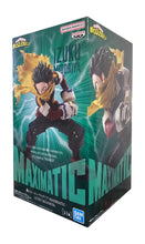 Load image into Gallery viewer, Free UK Royal Mail Tracked 24hr delivery
Stunning statue of Izuku Midoriya from the popular anime series My Hero Academia. This amazing figure is launched by Banpresto as part of their latest Maximatic collection.  
This statue is sculpted in immense detail, showing Izuku Midoriya (known as Deku) posing in his hero battle uniform, and wearing his vigilante scarf (Gran Torino's cloak). -Stunning! 
This PVC statue stands at 18cm tall, and packaged in a gift/collectible box from Bandai.