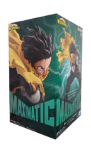 Load image into Gallery viewer, Free UK Royal Mail Tracked 24hr delivery
Stunning statue of Izuku Midoriya from the popular anime series My Hero Academia. This amazing figure is launched by Banpresto as part of their latest Maximatic collection.  
This statue is sculpted in immense detail, showing Izuku Midoriya (known as Deku) posing in his hero battle uniform, and wearing his vigilante scarf (Gran Torino's cloak). -Stunning! 
This PVC statue stands at 18cm tall, and packaged in a gift/collectible box from Bandai.