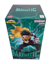 Load image into Gallery viewer, Free UK Royal Mail Tracked 24hr delivery
Stunning statue of Izuku Midoriya from the popular anime series My Hero Academia. This amazing figure is launched by Banpresto as part of their latest Maximatic collection.  
This statue is sculpted in immense detail, showing Izuku Midoriya (known as Deku) posing in his hero battle uniform, and wearing his vigilante scarf (Gran Torino's cloak). -Stunning! 
This PVC statue stands at 18cm tall, and packaged in a gift/collectible box from Bandai.