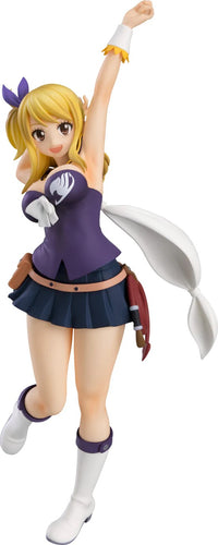 Stunning statue of Lucy Hearfilia from the popular anime Fairy Tail. This statue is part of the Good Smile Company's Pop Up Parade series, and adapted from the final season Grand Magic Games.   The sculptor did a fabulous job creating this high-detailed PVC statue of Lucy Heartfilia. The statue shows the character posing beautifully in her Grand Magic uniform, 