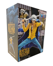 Load image into Gallery viewer, Spectacular statue of Trafalgar Law from the legendary anime ONE PIECE. This striking statue of Law is launched by Banpresto as part of their amazing Battle Record Collection.   This figure is created meticulously, showing Trafalgar Law posing in his pirate gear, holding his sword.   This PVC statue stands at 16cm tall, and packaged in a gift/collectible box from Bandai.  Official brand: Banpresto / Bandai 

