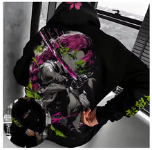 Load image into Gallery viewer, Free UK Royal Mail Tracked 24hrs delivery
Stunning design of Mitsuri Kanroji - Demon Slayer anime hoodie.
Premium DTG technology prints the design directly onto the hoodie which makes the design really stand out, easy to wash, and the colours will not fade or crack.
The silken style of this polyester hoodie makes it lightweight and comfortable to wear. A large front pocket and an adjustable hood with drawstrings.
Excellent gift for any Demon Slayer fan.
Material: Cotton