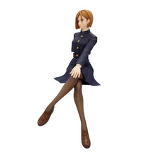 Load image into Gallery viewer, Stunning statue of Nobara Kugisaki from the popular anime Jujutsu Kaisen. This figure is launched by GOOD SMILE COMPANY as part of their FuRyu Noodle Stopper collection. - Adapted from the movie Jujutsu Kaisen: 0. The sculptor did an amazing job creating this statue, showing Nobara posing elegantly in her uniform, sitting down with her legs crossed. This PVC figure stands at 14cm tall, and packaged in a gift/collectible box from GOOD SMILE COMPANY.