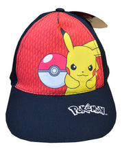 Load image into Gallery viewer, Free UK Royal Mail Tracked 24hr delivery   Official Pokemon Kids Cap launched by Nintendo as part of their latest collection.   Stunning design showing Pikachu posing beside a Pokeball.   Size: 52-54  Material: 100% Cotton  Official brand: Nintendo  Excellent gift for any POKEMON fan 
