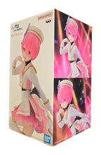 Load image into Gallery viewer, Free UK Royal Mail Tracked 24hr delivery
Beautiful statue of Ram from the popular anime Re:Zero Starting Life in Another World. This gorgeous statue is launched by Banpresto as part of their latest Stage Costume collection.
This figure is created stunningly, showing Ram posing beautifully in her white and pink stage costume.