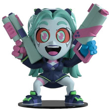 Load image into Gallery viewer, Free UK Royal Mail Tracked 24hr Delivery Stunning figure of Rebecca from the popular anime series Cyberpunk: Edge Runners. This fiery statue is launched by Youtooz as part of their amazing collection. The creator did a smashing job launching this piece, showing Rebecca raising both a shotgun and rifle high in each monstrous pink and blue enhanced hand