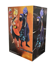 Load image into Gallery viewer, Striking statue of Sasuke Uchiha from the legendary anime Naruto Shippuden. This figure is launched by Banpresto as part of the latest collection celebrating the 20th Anniversary of Naruto.   The creator completed this piece in excellent fashion, showing Sasuke posing in his latest traditional uniform!   This PVC statue stands at 16cm tall, and packaged in a gift/collectible box from Bandai. 
