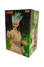 Load image into Gallery viewer, Free UK Royal Mail Tracked 24hr delivery Striking statue of Senku Ishigami from the popular anime series Dr. Stone. This amazing figure is launched by Banpresto as part of their latest Figure of Stone World collection. The creator did a smashing job finishing this piece, showing Senku posing in his stone age science gear, with his tools attacked on his side. - Truly amazing !