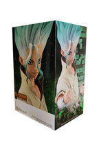 Load image into Gallery viewer, Free UK Royal Mail Tracked 24hr delivery Striking statue of Senku Ishigami from the popular anime series Dr. Stone. This amazing figure is launched by Banpresto as part of their latest Figure of Stone World collection. The creator did a smashing job finishing this piece, showing Senku posing in his stone age science gear, with his tools attacked on his side. - Truly amazing !