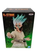 Load image into Gallery viewer, Free UK Royal Mail Tracked 24hr delivery Striking statue of Senku Ishigami from the popular anime series Dr. Stone. This amazing figure is launched by Banpresto as part of their latest Figure of Stone World collection. The creator did a smashing job finishing this piece, showing Senku posing in his stone age science gear, with his tools attacked on his side. - Truly amazing !