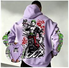 Load image into Gallery viewer, Free UK Royal Mail Tracked 24hrs delivery
Stunning design of Roronoa Zoro - One Piece - anime hoodie.
Premium DTG technology prints the design directly onto the hoodie which makes the design really stand out, easy to wash, and the colours will not fade or crack.
This cotton hoodie is super soft and comfortable to wear. A large front pocket and an adjustable hood with drawstrings.
Excellent gift for any One Piece fan.
Material: Cotton
Size: Unisex