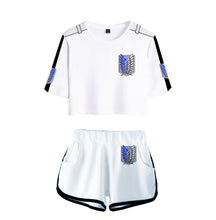 Load image into Gallery viewer, FREE UK Royal Mail Tracked 24hr service Attack On Titan T-shirt and Shorts set. DTG High-quality print. Light weight, and smooth material. Material: Polyester Excellent gift for any Attack On Titan fan. .