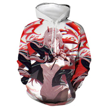 Load image into Gallery viewer, Free UK Royal Mail Tracked 24hr delivery Striking design of "Power" from the latest anime Chainsaw Man. Premium DTG technology prints the design directly onto the hoodie which makes the design really stand out, easy to wash, and the colours will not fade or crack. The silken style of this polyester hoodie makes it lightweight and comfortable to wear. A large front pocket and an adjustable hood with drawstrings. Excellent gift for any Chainsaw Man fan.