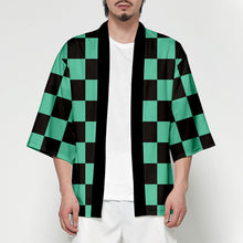Load image into Gallery viewer, Excellent for all the DEMON SLAYER&#39;s cosplay fans. This cape/gown is made from high quality polyester which gives off a silken and smooth feel. Premium DTG print with striking colours.  Tanjiro Kamado related design in front and back, also we have used DTG print technology to print the logo on. Easy to wash and the design will not tear or crack.
