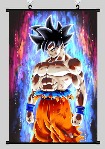 Free UK Royal Mail Tracked 24hr delivery  High-quality fabric wall scroll of Son Goku from the legendary anime Dragon Ball Z.   Premium quality DTG design. No reflection, easy to clean and waterproof.  Two rods included with hooks for easy suspension and simple installation.  High resolution DTG print.  Size: 60cm x 90cm    Excellent piece of art to decorate your space, and show off to family and friends.