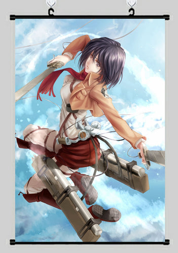High-quality fabric wall scroll of Attack on Titan - Mikasa. Premium quality DTG print anime design, No reflection, easy to clean and waterproof.   Two rods included with hooks for easy suspension and simple installation.  High resolution DTG technology print the design directly onto the scroll.  Limited stock available. You need to be quick on this one.    FREE UK Royal Mail Tracked 24hr Delivery.    