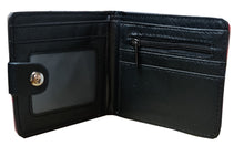 Load image into Gallery viewer, This premium PVC leather wallet is designed with a smooth finish. High-quality DTG design with striking colors directly onto the wallet. Two-part art piece showing two unique sets of anime art on each side of the wallet. Bi-fold closure, with Five card sections, One zip section, photo ID section, and the main section. Excellent gift for any Tokyo ghoul fan.