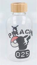 Load image into Gallery viewer, Free UK Royal Mail Tracked 24hr Delivery   Official Pokemon Glass bottle launched by Stor and Nintendo.   This amazing premium glass bottle is crafted wonderfully with the classic Pokemon ball logo and Pikachu. The watertight lid is made of Bamboo with the Pokemon ball logo carved on top. The glass is made of high quality Borosilicate glass, which is lighter and more heat resistant than any other type of glass for common use. 

