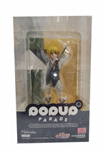 Load image into Gallery viewer, FREE UK Royal Mail Tracked 24hr Delivery.  Striking figure of Meliodas from the popular anime The Seven Deadly Sins. This figure is part of the Goodsmile Company&#39;s Pop Up Parade series.   The sculptor has really did a stunning job creating this high-detailed PVC statue of Meliodas. The statue shows Mediodas wearing his classic waistcoat and posing with his sword.   The PVC statue stands at 18cm tall, comes with a base, and packed in a official window display box from Goodsmile. 
