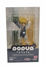 Load image into Gallery viewer, FREE UK Royal Mail Tracked 24hr Delivery. Striking figure of Meliodas from the popular anime The Seven Deadly Sins. This figure is part of the Goodsmile Company's Pop Up Parade series. The sculptor has really did a stunning job creating this high-detailed PVC statue of Meliodas. The statue shows Mediodas wearing his classic waistcoat and posing with his sword. The PVC statue stands at 18cm tall, comes with a base, and packed in a official window display box from Goodsmile.