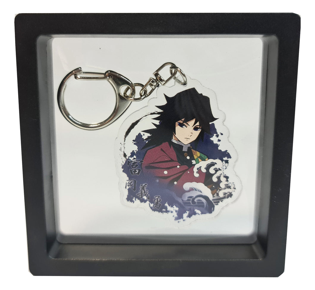Free UK Royal Mail 24hr delivery  Demon Slayer Giyu Tomioka keychain.  Premium design DTG quality acrylic keyring packaged in a window display gift box.  The main acrylic panel of the keyring stands at 6cm (approx), and 4mm (approx) thickness.  Excellent gift for any Demon Slayer fan. 