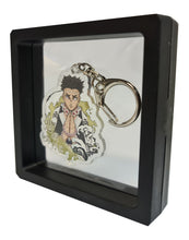 Load image into Gallery viewer, Free UK Royal Mail 24hr delivery  Demon Slayer Gyomei Himejima keychain.  Premium design DTG quality acrylic keyring packaged in a window display gift box.  The main acrylic panel of the keyring stands at 6cm (approx), and 4mm (approx) thickness.  Excellent gift for any Demon Slayer fan.  

