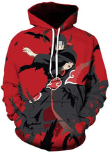 Load image into Gallery viewer, Sharp design of Naruto anime hoodie. Premium DTG print with striking colours - polyester hoodie. The silken style of this hoodie makes this hoodie lightweight and comfortable to wear. Excellent for Summer/Autumn.  The DTG technology print the design directly onto the hoodie which makes the design really stand out, easy to wash, and the colour of design will not fade or crack. Adjustable drawstring for the hood with a large front pockets.

