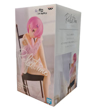 Load image into Gallery viewer, Free UK Royal Mail Tracked 24hr delivery Beautiful statue of Ram from the popular anime series "Starting Life in Another World Re:Zero", this amazing figure is launched by Banpresto as part of their latest Relax Time Series. The statue shows Ram posing in her night gown sitting on her chair (chair included). The figure is created beautifully. - Truly stunning. This PVC figure stands at 18cm tall, and packaged in a premium gift/collectible box from Bandai. Official brand: Banpresto / Bandai