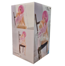 Load image into Gallery viewer, Free UK Royal Mail Tracked 24hr delivery Beautiful statue of Ram from the popular anime series "Starting Life in Another World Re:Zero", this amazing figure is launched by Banpresto as part of their latest Relax Time Series. The statue shows Ram posing in her night gown sitting on her chair (chair included). The figure is created beautifully. - Truly stunning. This PVC figure stands at 18cm tall, and packaged in a premium gift/collectible box from Bandai. Official brand: Banpresto / Bandai