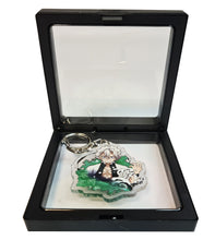 Load image into Gallery viewer, Free UK Royal Mail 24hr delivery  Demon Slayer Sanemi Shinazugawa keychain.  Premium design DTG quality acrylic keyring packaged in a window display gift box.  The main acrylic panel of the keyring stands at 6cm (approx), and 4mm (approx) thickness.  Excellent gift for any Demon Slayer fan. 
