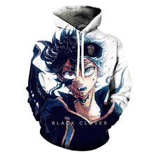 Load image into Gallery viewer, Free UK Royal Mail Tracked 24hr delivery   Striking design of Asta from the popular anime series Black Clover.   Premium DTG technology prints the design directly onto the hoodie which makes the design really stand out, easy to wash, and the colours will not fade or crack.  The silken style of this polyester hoodie makes it lightweight and comfortable to wear. A large front pocket and an adjustable hood with drawstrings.  Excellent gift for any Black Clover fan. 
