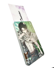Load image into Gallery viewer, Free UK Royal Mail 24hr delivery Beautiful crafted Attack On Titan Card holder with keyring. DTG high quality design of Levi Ackerman, adapted from the popular anime Attack On Titan. The card holder is made of High-quality PVC plastic with a smooth matt finish. The card holder can be used for storing bank cards/student cards/and other ID cards. Size: 6.7cm x 11cm (Approx) Can store up to three regular size credit cards. Excellent gift for any Attack On Titan fan.
