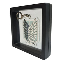 Load image into Gallery viewer, Free UK Royal Mail 24hr delivery    Attack On Titan - Scout Regiment (Black)- keychain.  Premium design DTG quality acrylic keyring packaged in a window display gift box.  The main acrylic panel of the keyring stands at 6cm (approx), and 4mm (approx) thickness.
