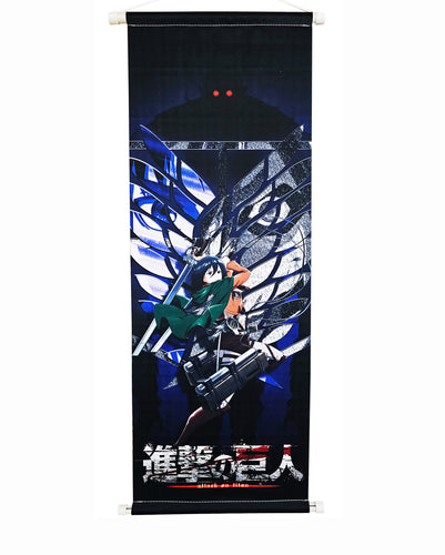 Free UK Royal Mail Tracked 24hr delivery.  Beautiful crafted anime wall scroll of Mikasa Ackerman from the popular anime Attack On Titan.  The scroll is made of premium Oxford fabric silk material. High-quality DTG print design.  Easy assemble (Open, reveal, pull the string, and up you go).  Excellent gift for any Demon Slayer fan.  Size: 39cm x 74cm