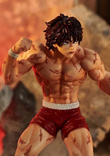 Load image into Gallery viewer, Free UK Royal Mail Tracked 24hr Delivery Striking statue of Baki Hanma from the popular anime Baki. This statue is part of the Good Smile Company's Pop Up Parade series. The sculptor has really did a fabulous job creating this high-detailed PVC statue of Baki. The statue shows the fighter posing in his red fighting shorts. The PVC statue stands at 17cm tall, comes with a base, and packaged in a official window display box from Good Smile Company.