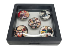Load image into Gallery viewer, Free UK Royal Mail 24hr delivery Premium acrylic badges/pins set adapted from the popular anime series My Hero Academia. Full set of 6 super cute badges (Pins), and packaged in a gift box. Badge 1: Shoto Todoroki Badge 2: Izuku Midoriya Badge 3: Izuku Midoriya - School uniform Badge 4: Katsuki Bakugo Badge 5: All Might and Izuku Midoriya Specifications: Diameter: 2.5cm Material: High quality acrylic