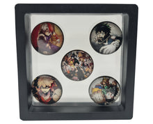 Load image into Gallery viewer, Free UK Royal Mail 24hr delivery Premium acrylic badges/pins set adapted from the popular anime series My Hero Academia. Full set of 6 super cute badges (Pins), and packaged in a gift box. Badge 1: Shoto Todoroki Badge 2: Izuku Midoriya Badge 3: Izuku Midoriya - School uniform Badge 4: Katsuki Bakugo Badge 5: All Might and Izuku Midoriya Specifications: Diameter: 2.5cm Material: High quality acrylic